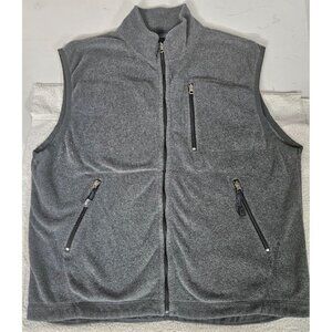 Vtg GAP Mens XL Gray Fleece Vest Full Zip Mock Neck Pockets Casual Outdoor